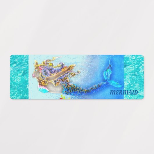 Zelfklevend etiket, waterdicht, 40 stuks. Mermaid  Labels (Design 1)