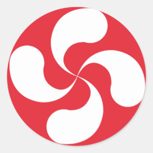 Zelfklever Baskenkruis Blanche Rouge "Lauburu" Ronde Sticker