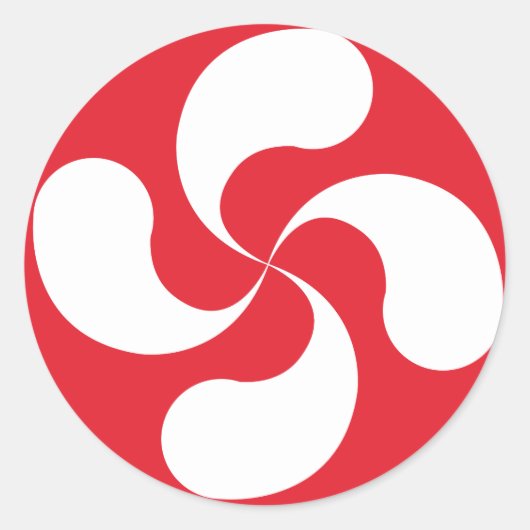 Zelfklever Baskenkruis Blanche Rouge "Lauburu" Ronde Sticker (Voorkant)