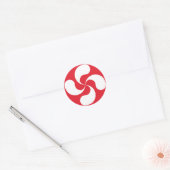 Zelfklever Baskenkruis Blanche Rouge "Lauburu" Ronde Sticker (Envelop)