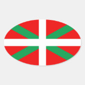 Zelfklever Drapeau Basque "Ikkurina" Ovale Sticker (Voorkant)