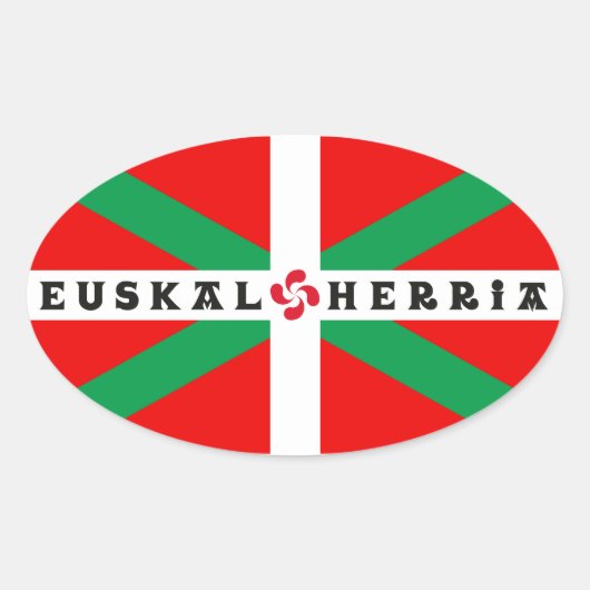 Zelfklever Drapeau Basque "ikkurina" Ovale Sticker (Voorkant)