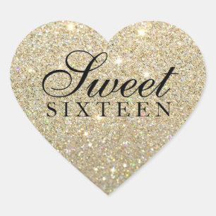 Zelfklever - Glitter Fab Sweet 16 Hart Sticker