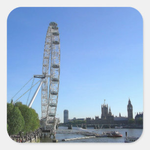 Zelfklever met London Eye Ferris Wheel Vierkante Sticker