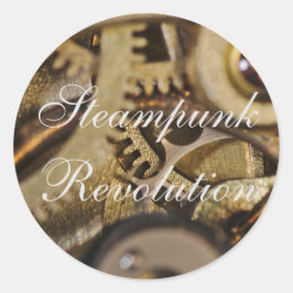 Zelfklever: Steampunk Revolutie. Horloge Ronde Sticker