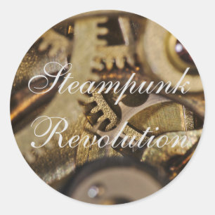 Zelfklever: Steampunk Revolutie. Horloge Ronde Sticker