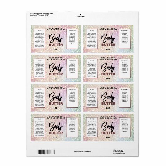 Zelfkleverige etiketten met holografische body But (Full Sheet)