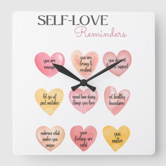 Zelfliefde Affirmatie Quotes Muur Klok (Voorkant)