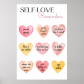 Zelfliefde Affirmaties Roze harten Poster (Voorkant)