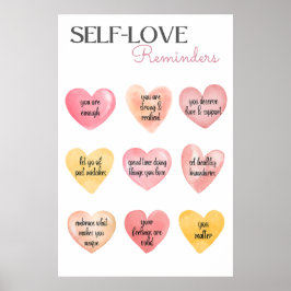 Zelfliefde Affirmaties Roze harten Poster