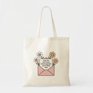 Zelfliefde Bloemige Envelop Citaat Illustratie Tote Bag