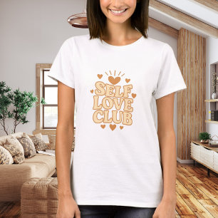 Zelfliefde Club beige citaat humor T-shirt
