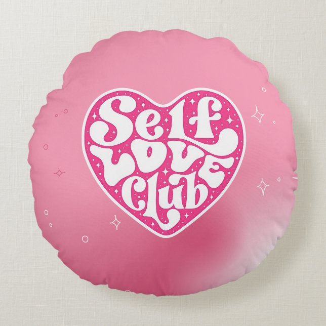 Zelfliefde Club Rond Kussen (Voorkant)