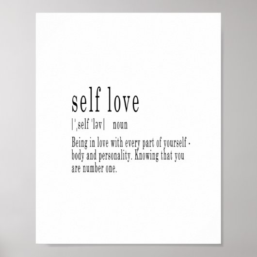 Zelfliefde definitie poster print, nieuw huis, geb (Voorkant)