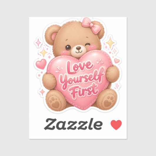 Zelfliefde Eerst – Pluche Teddybeer Sticker (Vel)