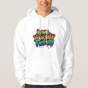 Zelfliefde Fel – LGBTQ+ Regenboog Citaat Hoodie