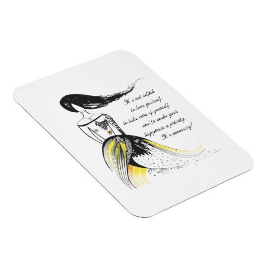 Zelfliefde inspirerend geïllustreerde dame citaat magneet (Rechterzijde)