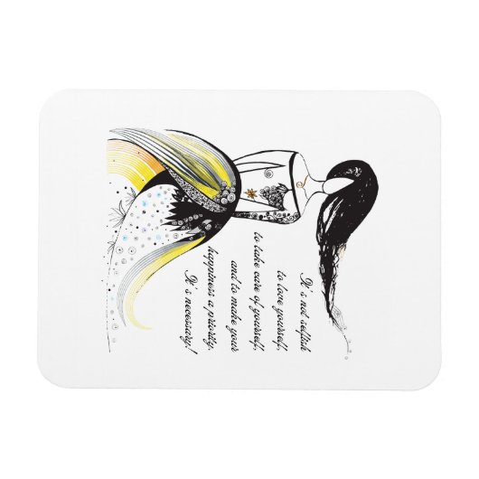 Zelfliefde inspirerend geïllustreerde dame citaat magneet (Horizontaal)