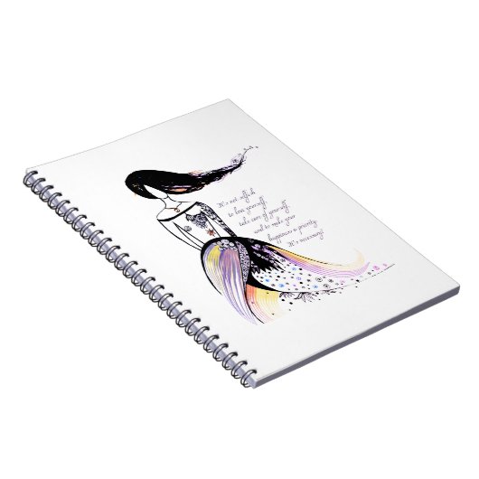 Zelfliefde inspirerend geïllustreerde dame citaat notitieboek (Rechterzijde)