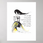 Zelfliefde inspirerend geïllustreerde dame citaat poster (Voorkant)