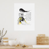 Zelfliefde inspirerend geïllustreerde dame citaat poster (Keuken)