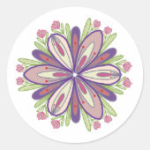 Zelfliefde mandala bloemen ronde sticker (Voorkant)