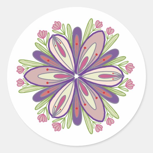 Zelfliefde mandala bloemen ronde sticker (Voorkant)