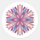 Zelfliefde mandala bloemen ronde sticker (Voorkant)