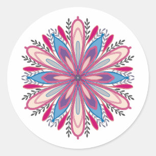 Zelfliefde mandala bloemen ronde sticker