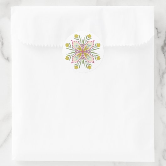 Zelfliefde mandala bloemen ronde sticker (Tas)