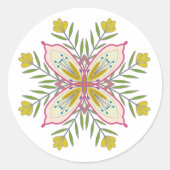 Zelfliefde mandala bloemen ronde sticker (Voorkant)