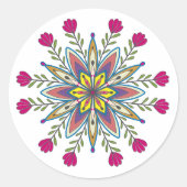 Zelfliefde mandala bloemen ronde sticker (Voorkant)
