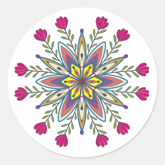 Zelfliefde mandala bloemen ronde sticker (Voorkant)