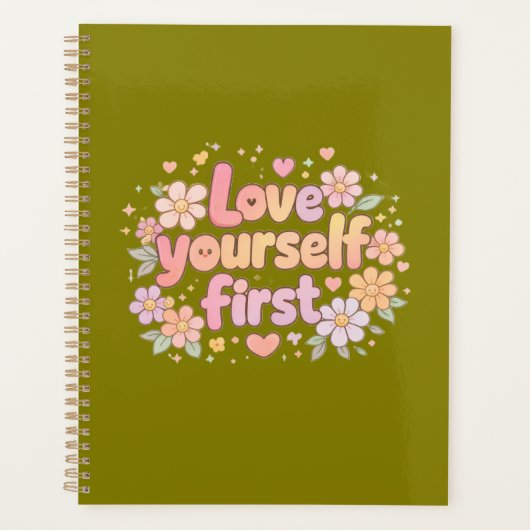 Zelfliefde met een Cute Bloemige Citaat Ontwerp | Planner (Voorkant)