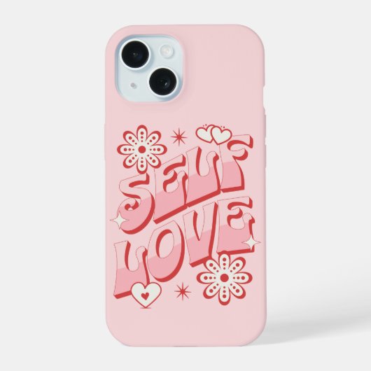 Zelfliefde Retro T-Shirt iPhone 15 Case (Achterkant)