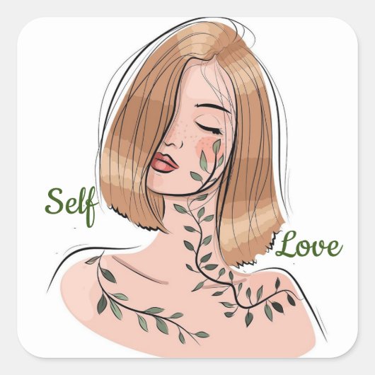 Zelfliefde Vierkante Sticker (Voorkant)