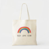 zelfliefdesclub met schattige regenboog tote bag (Voorkant)