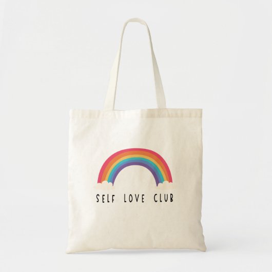 zelfliefdesclub met schattige regenboog tote bag (Voorkant)