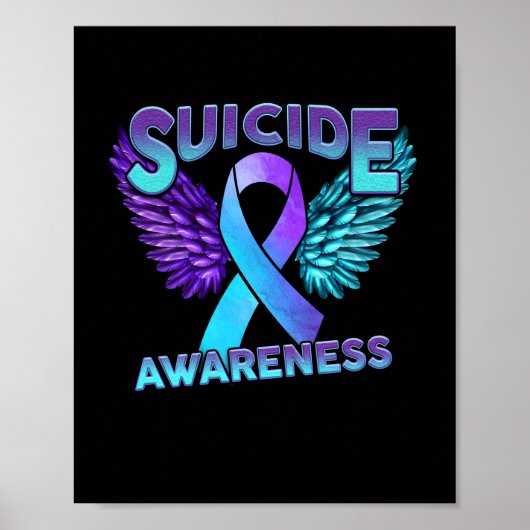 Zelfmoord Awareness Wings And Ribbon Suicide Preve Poster (Voorkant)