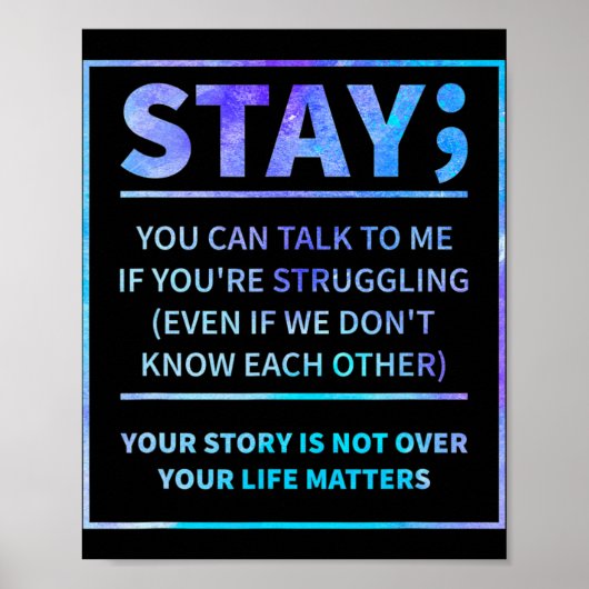 Zelfmoord Bewustmakingspreventie Semicolon Mental  Poster (Voorkant)