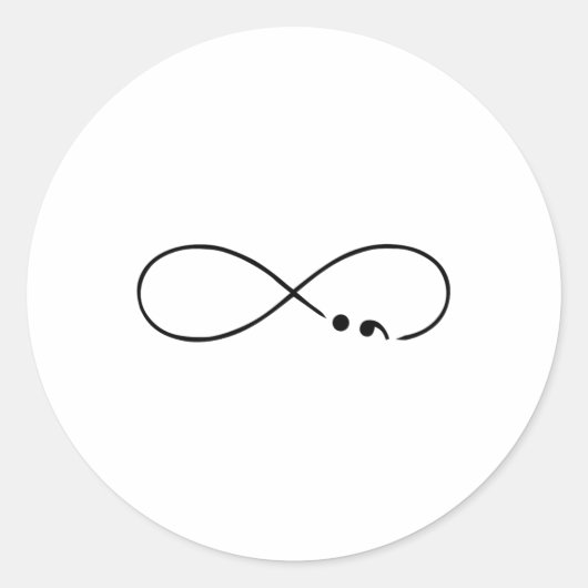Zelfmoord Bewustmakingspreventie Semicolon Mental  Ronde Sticker (Voorkant)