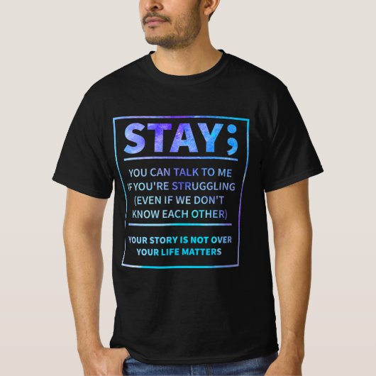 Zelfmoord Bewustmakingspreventie Semicolon Mental  T-shirt (Voorkant)