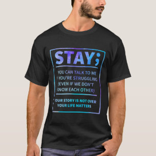 Zelfmoord Bewustmakingspreventie Semicolon Mental T-shirt