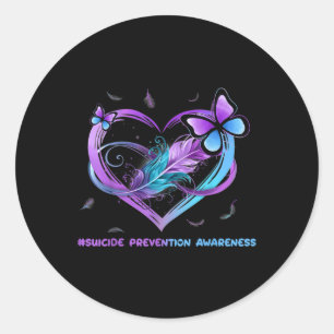 Zelfmoord bewustzijn vleugels engel lint, zelfmoor ronde sticker