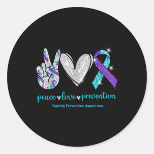 Zelfmoord Bewustzijn Vrede Liefde Preventie 1 Ronde Sticker