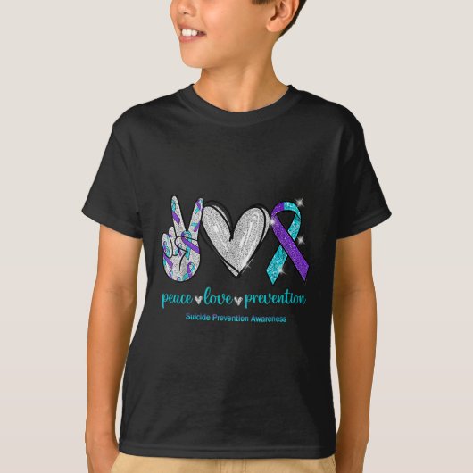 Zelfmoord Bewustzijn Vrede Liefde Preventie 1 T-shirt (Voorkant)