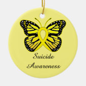 Zelfmoord Boterfly Awareness Ribbon Keramisch Ornament (Voorkant)