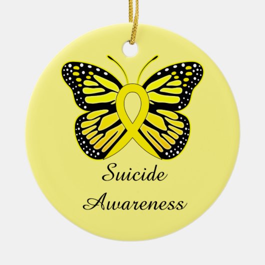 Zelfmoord Boterfly Awareness Ribbon Keramisch Ornament (Voorkant)