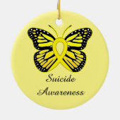 Zelfmoord Boterfly Awareness Ribbon Keramisch Ornament (Achterkant)