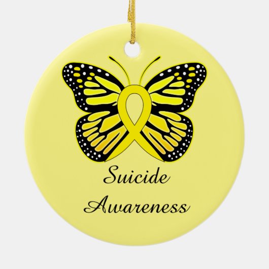 Zelfmoord Boterfly Awareness Ribbon Keramisch Ornament (Achterkant)